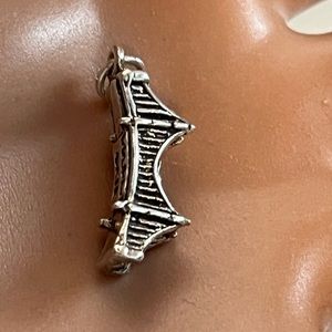 Vintage Sterling Silver Golden Gate Bridge Pendant Necklace, SF, 13"